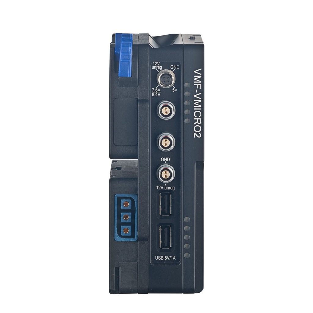 Bebob Coco-A2Vmicro2 Double Amicro  (Gold-Mount compatible) Plate to V-Mount (camera-side) 
with hotswap, charging function, multiple connectors