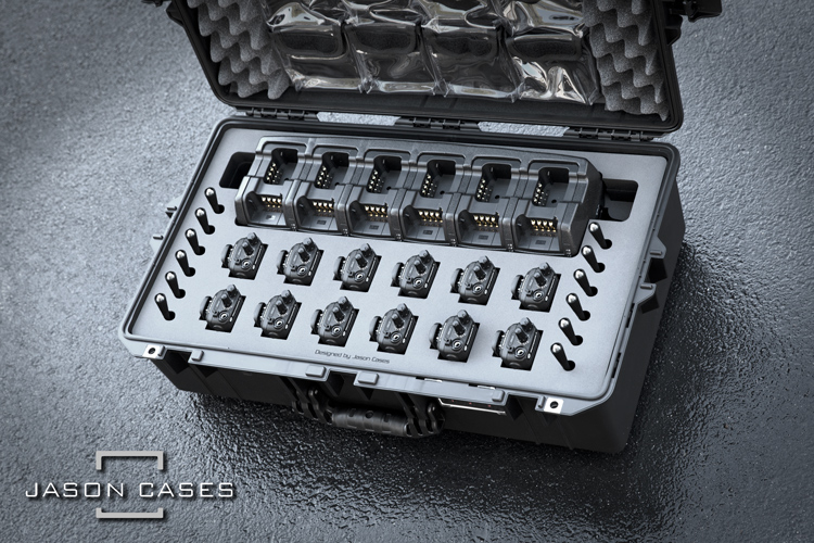 Jason Cases Motorola CP185 12-radio and 12-unit Charger case