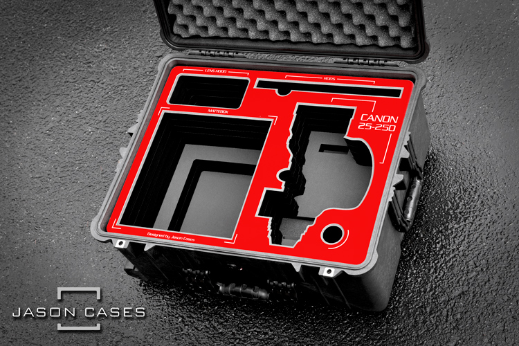 Jason Cases Canon 25-250mm Lens + Mattebox Case with Red overlay