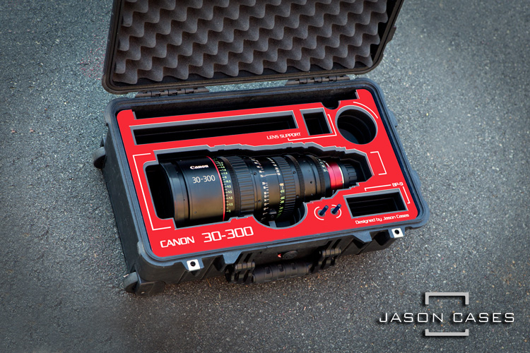 Jason Cases Canon 30-300mm Lens Case with Red overlay