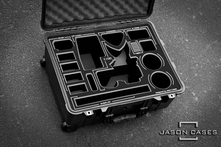Jason Cases Canon C100 Mark II case with BLACK overlay