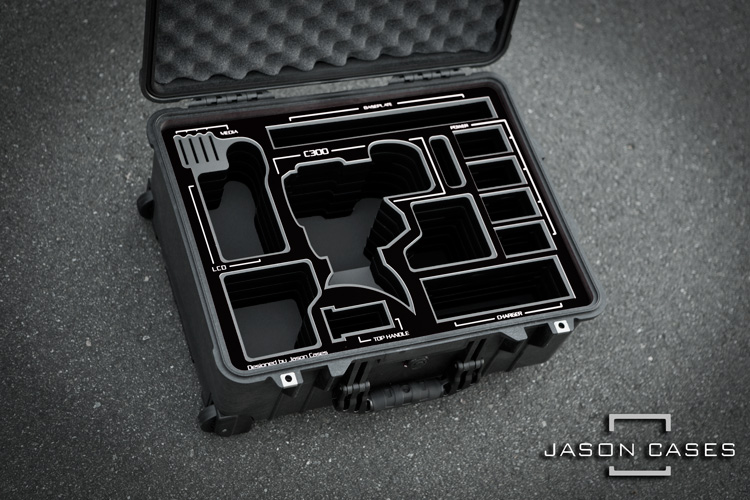 Jason Cases Canon C300 Mark II case with BLACK overlay