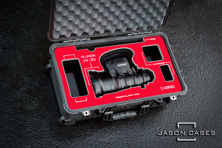 Jason Cases Fujinon 14-35mm T2.9 Cabrio Lens Case with Red overlay