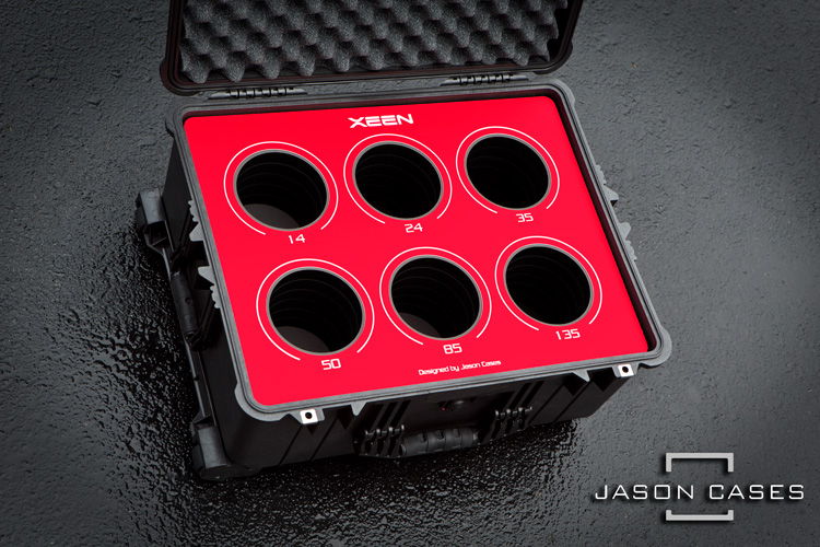 Jason Cases Rokinon XEEN 6-lens case (RED overlay)