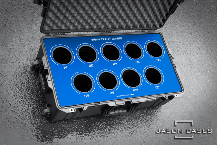 Jason Cases Sigma Cine FF Prime 9-lens case (BLUE overlay)