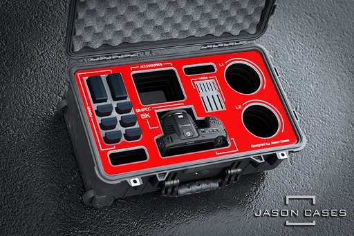 [BMPC6KRE] Jason Cases Blackmagic Pocket Cinema 6K case (RED overlay)