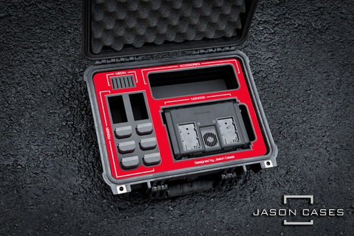 [BMVA4KRE] Jason Cases Blackmagic Video Assist 4K Case with Red overlay