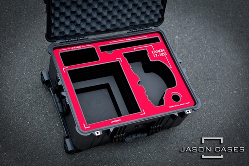 [CA17120MRE] Jason Cases Canon 17-120mm Lens + Mattebox Case with Red overlay