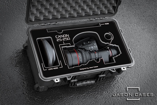 [CA25250BK] Jason Cases Canon 25-250mm Lens Case with Black overlay